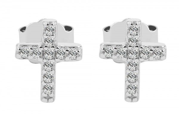Ohrstecker "Jacinta" Kreuzohrstecker mit Besatz 925er Silber rhodiniert 5300507-001 NEU