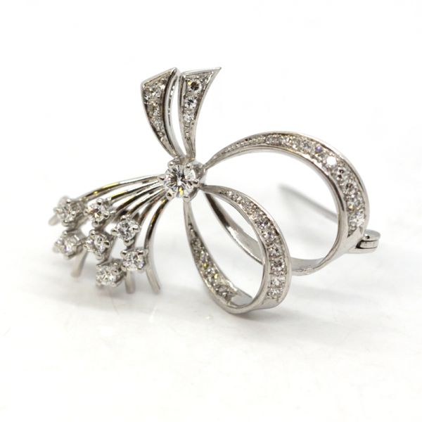 Brillantbrosche 750er Weißgold ca. 1,04 Ct Diamanten im Brillantschliff (13392)