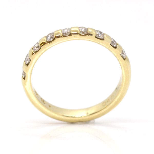 Halbmemoire Ring 750er Gelbgold 0,45 Ct Diamanten im Brillantschliff GR 56 (14423)