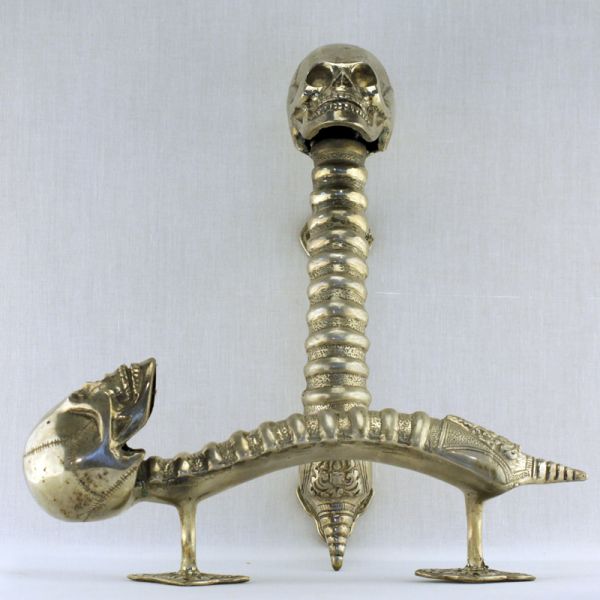 Skull Türgriff Bronze versilbert Handmade Skullart RAR