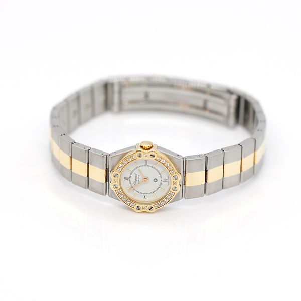 Chopard St Moritz Ref. 8067 Stahl/ Gold Quarz mit Brillant Lünette