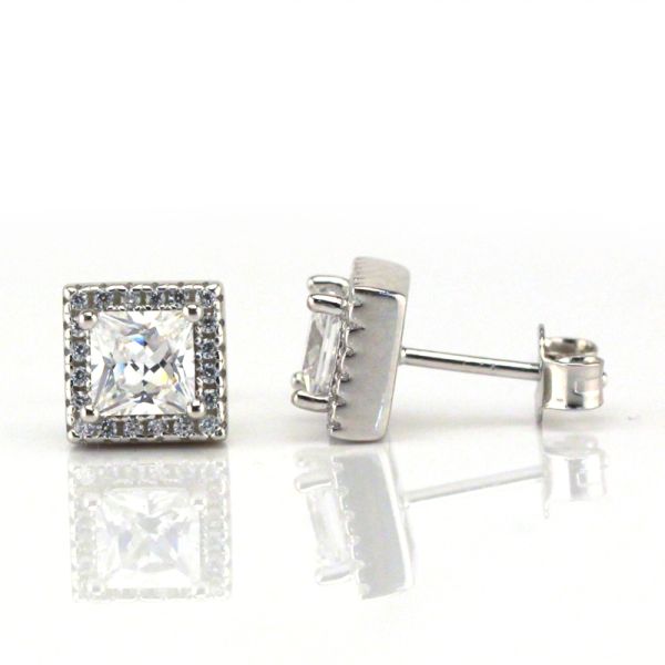 Ohstecker "Quada" 925er Silber rhodiniert funkelnde weiße Kubic Zirkonia