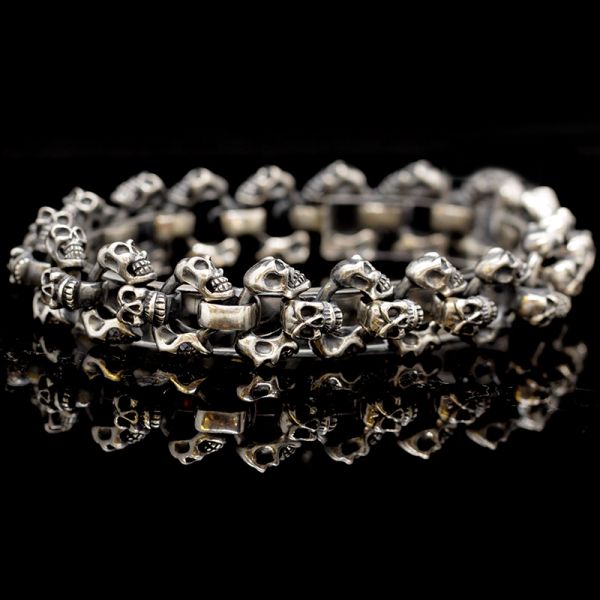 Armband Gliederarmband massiv "SKULLS" 925er Silber Harkenlverschluss 17 x 240 mm NEU