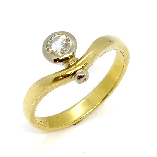 Brillantring 750er Weißgold / Gelbgold 0,25 Ct Diamant im Brillantschliff GR 58 (31795)