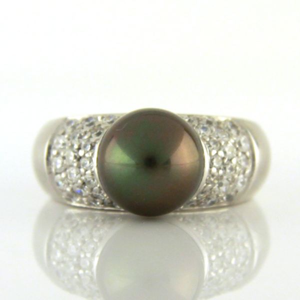 GOOIX Damen Ring 925er Silber Muschelkernperle weiße Zirkonia GR 56 NEU