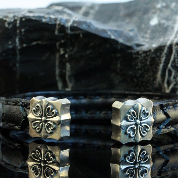 JJJ LA Leder Armspange "CROSS" Leder Silber 925er 190 mm