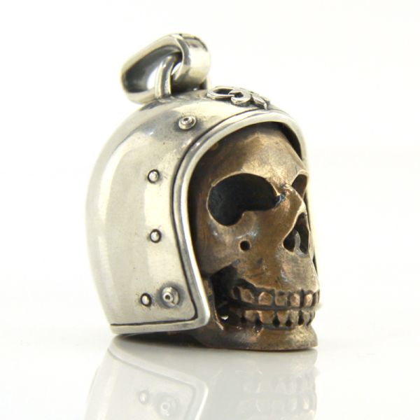 JJJ LA Anhänger "BIG BIKER SKULL BRONCE" 925er Silber kombiniert mit Bronze