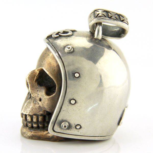 JJJ LA Anhänger "BIG BIKER SKULL BRONCE" 925er Silber kombiniert mit Bronze