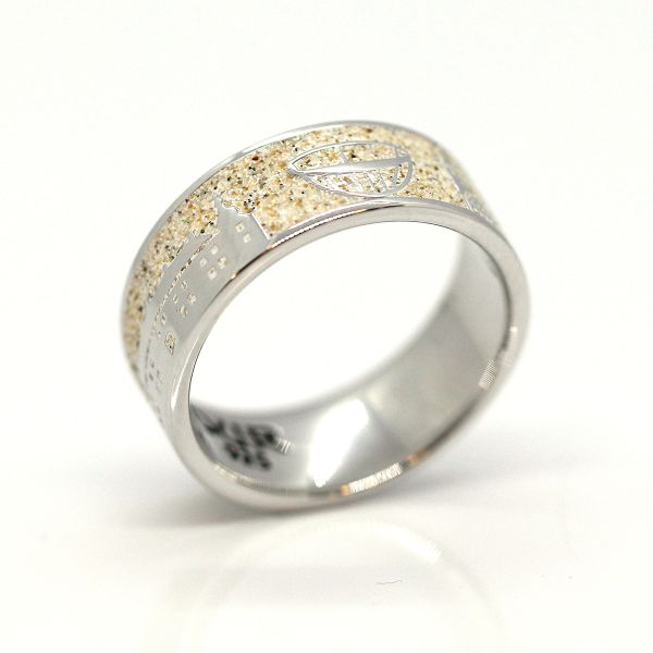 DUR Ring "Stadt Dorsten Ring Sand" 925er Silber rhodiniert Strandsand GR 56 R6091 NEU
