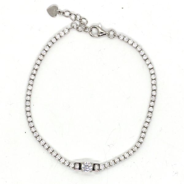 Tennis Armband "SOLITÄR" 925er Silber rhodiniert funkelnde Zirkonia 18-20 cm NEU