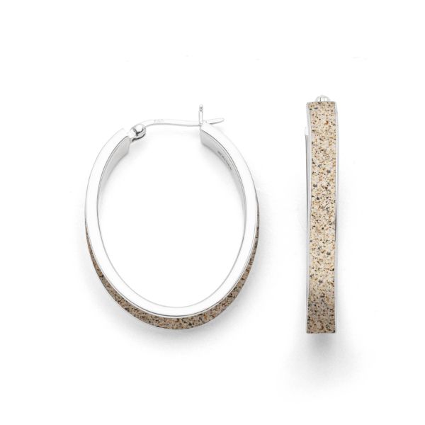 DUR Creolen "Sandcreole Oval" 925er Silber rhodiniert Strandsand 36,8 mm O5548 NEU