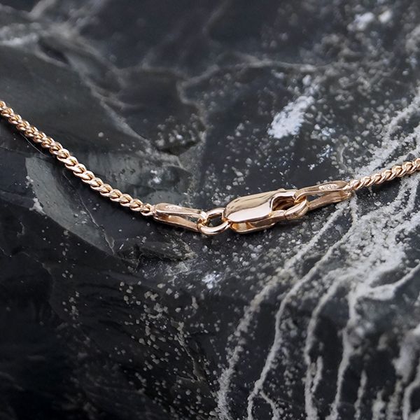 Halskette Curb Panzerkette 925er Silber Roségold beschichtet 40 cm / 1,7 mm Breit