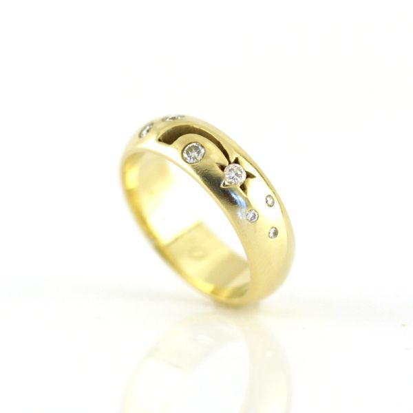 Handarbeit Gelbgold Bandring 585er mit 0,24ct Diamanten im Brillantschliff GR 59