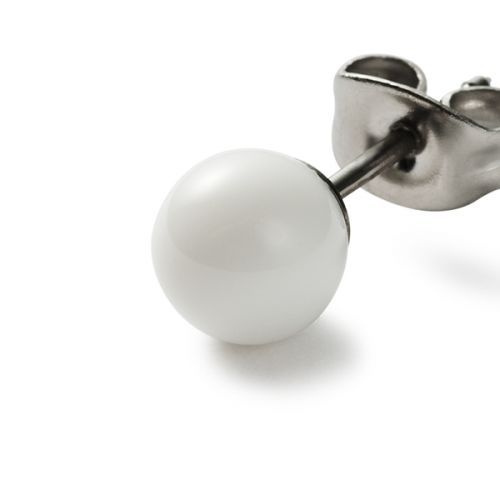 monomania Ohrstecker Achat-Perle weiß Ø 6 mm Edelstahl 31231 NEU