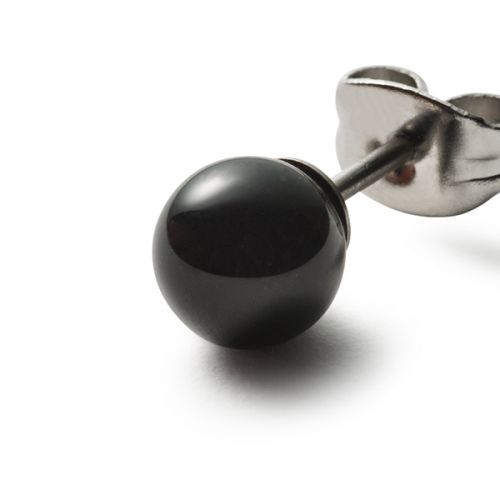 monomania Ohrstecker "Sphere" Onyx Kugel schwarz Edelstahl ø 6 mm NEU