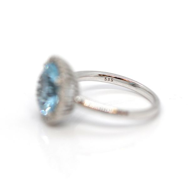 Ring Weißgold 585er mit Diamanten und Topas Gr. 56 (31653)