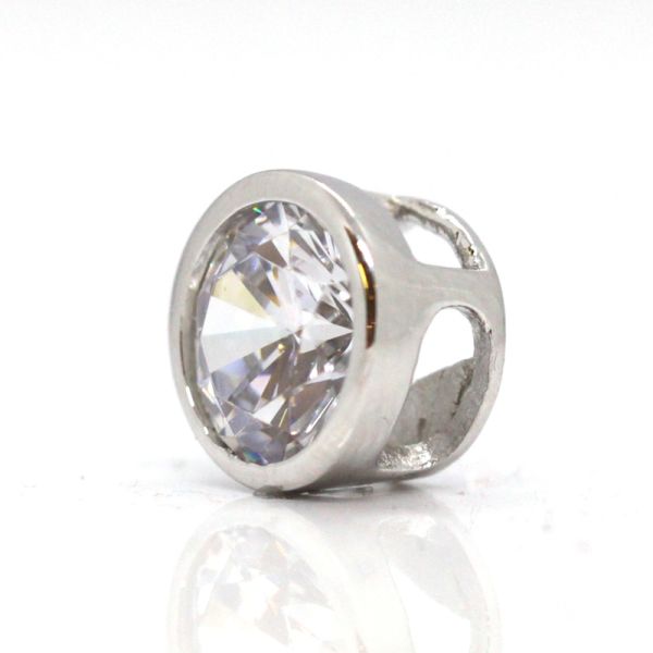 Anhänger Solitär gefasster Zirkonia 925er Silber rhodiniert Ø 10 mm NEU