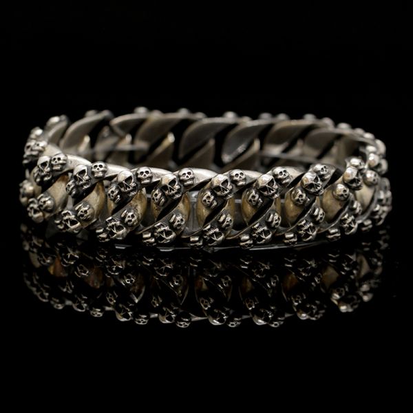 Armband Panzerarmband "SKULLS" 925er Silber versteckte Schließe 18 x 220 mm NEU