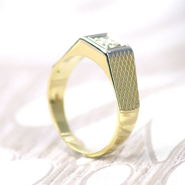 Gelbgold/ Weißgold 585er Herren Solitärring mit 0,25Ct Diamant im Brillantschliff