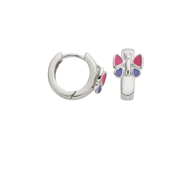 Kinder Creolen Ohrringe 925er Silber rhodiniert Schmetterling BCR900546 NEU