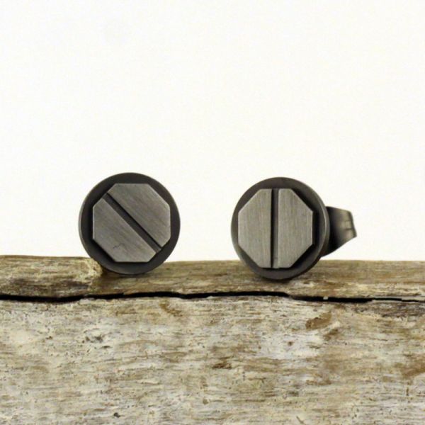 Ohrstecker "Schraube" Edelstahl Grau/SIlber Ø 9 mm ST9-085O NEU