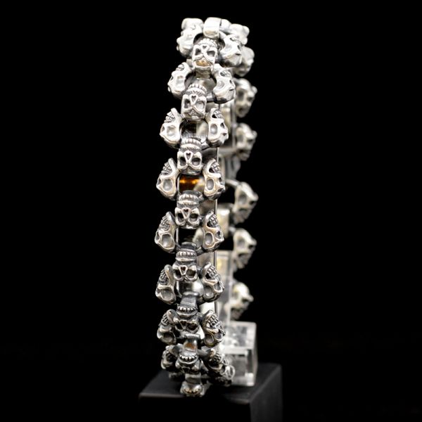 Armband Gliederarmband massiv "SKULLS" 925er Silber Harkenlverschluss 17 x 240 mm NEU