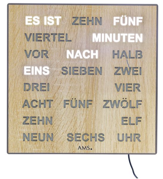 AMS Wand / Tischuhr "WORTUHR SONOMA" 1237 inkl. Netzteil NEU