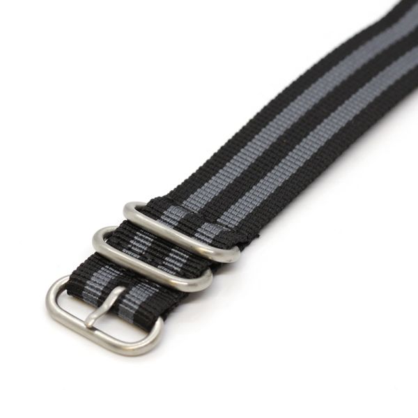 Uhrenarmband Natoband "Pennsylvania" 24 mm Textil schwarz/grau NEU