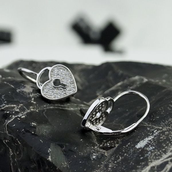 Ohrhänger "Herzschloss" 925er Silber rhodiniert funkelde weiße Zirkonia NEU