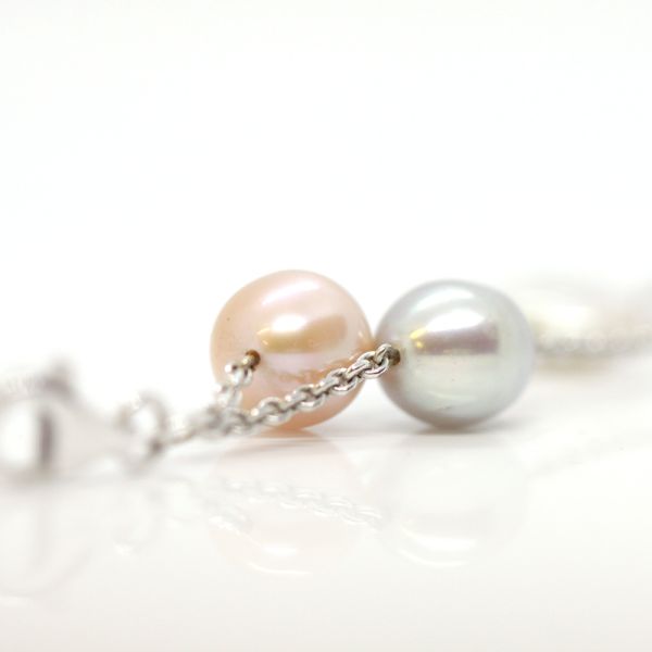 Perl Armband 750er Weißgold Zuchtperlen Barock Multicolor 19/22 cm (14709)