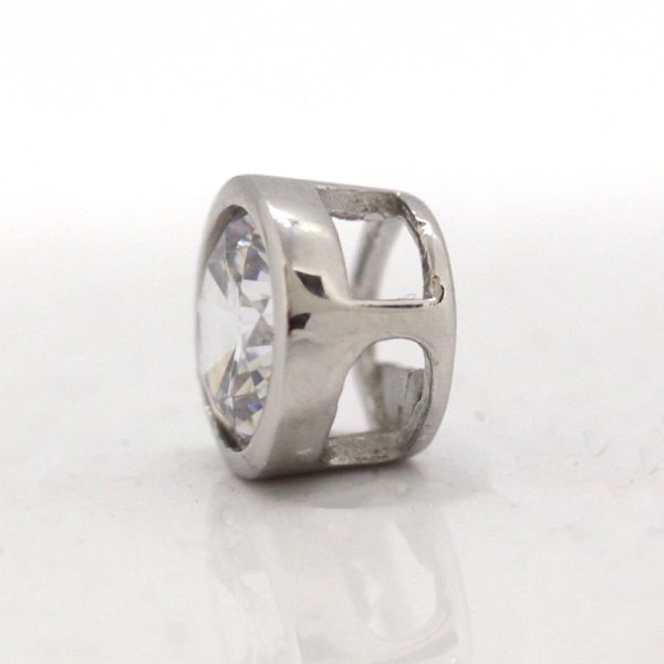 Anhänger Solitär gefasster Zirkonia 925er Silber rhodiniert Ø 10 mm NEU
