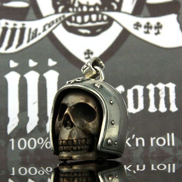 JJJ LA Anhänger "BIG BIKER SKULL BLACK" 925er Silber kombiniert mit Bronze Damen Herren