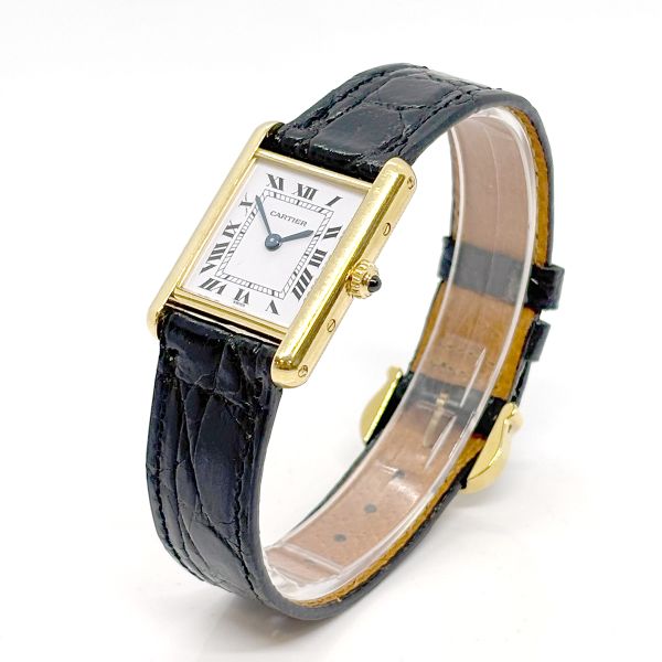 Cartier Luis Tank Armbanduhr 750er Gelbgold Quarz ca. 20 x 28 mm Box & Papiere (37405)