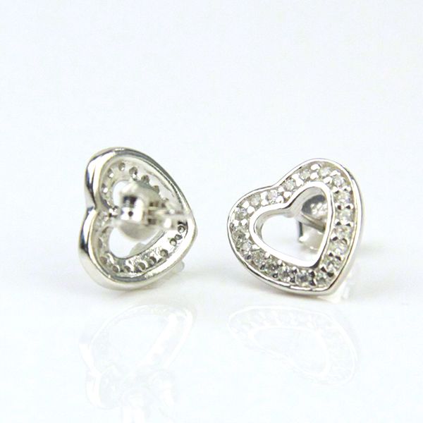 Ohrstecker Herz CZ 925er Silber Zargenfassung BES02554 NEU