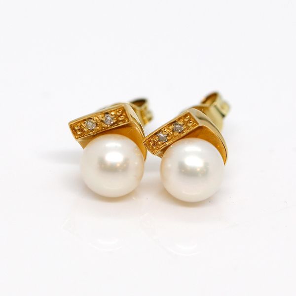 Perlohrstecker 585er Gelbgold und Diamanten (30107)