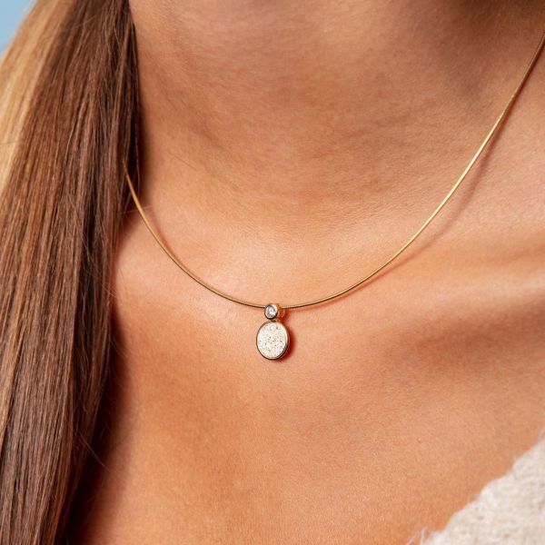 DUR Kette "Polarstern" 925er Silber vergoldet Strandsand Länge 42 cm K2487 NEU