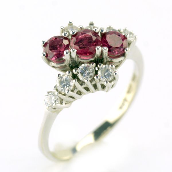 Turmalin Diamant Ring 585er Weißgold GR 54 0,56 Ct Brillanten (4831)