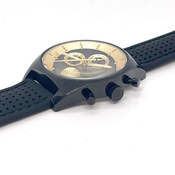 Detomaso Herren Armbanduhr "LIVE THE MOMENTUM" Quarz schwarz/gold neuwertig (37205)