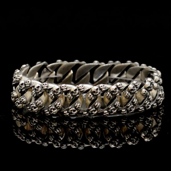 Armband Panzerarmband "SKULLS" 925er Silber versteckte Schließe 18 x 220 mm NEU