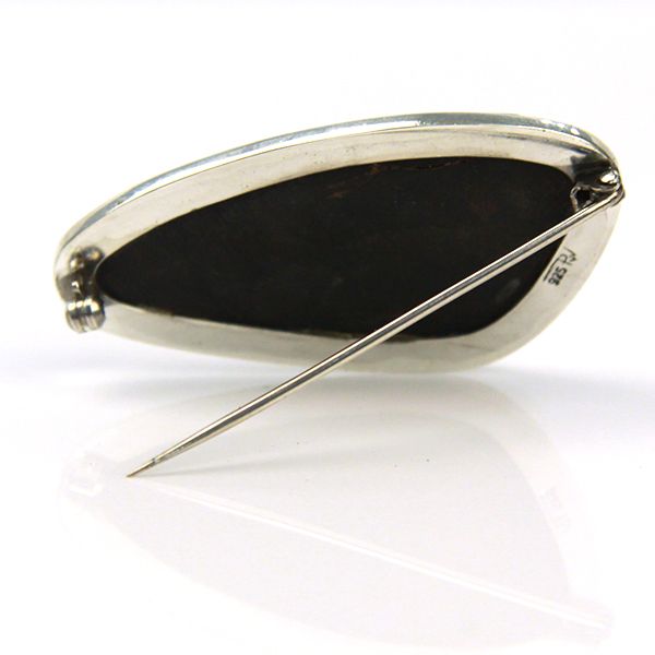 Handarbeit Silber Brosche "GOLF" 925er Silber mit Ebenholz Einzelstück.