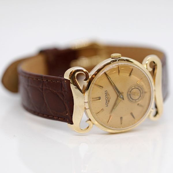 Longines Wittnauer Armbanduhr 14Kt Gold Handaufzug am Lederband (31422)