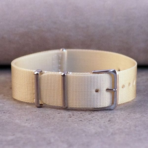 Uhrenarmband Durchzugsband Textil Nylon weiß 20 mm