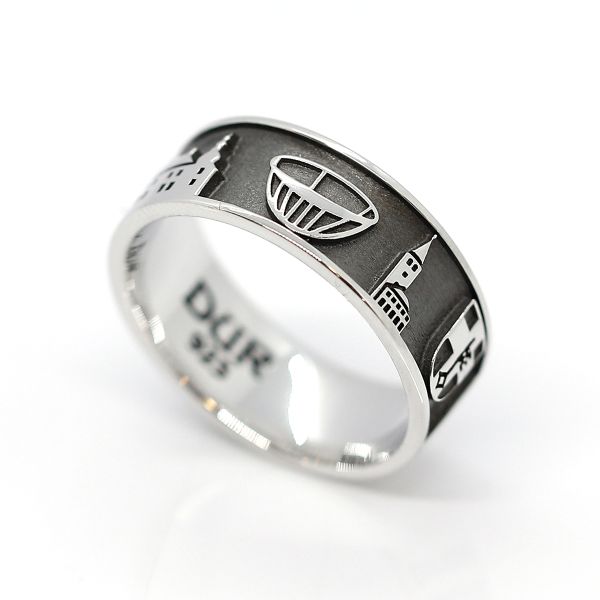 DUR Ring "Stadt Dorsten Ring sandlos" 925er Silber rhodiniert GR 58 R6092 NEU