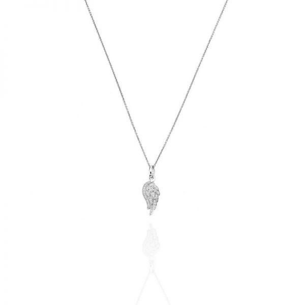 AMEN Halskette Collier "Engelsflügel" Damen 925er Silber rhodiniert Zirkonia CLPW