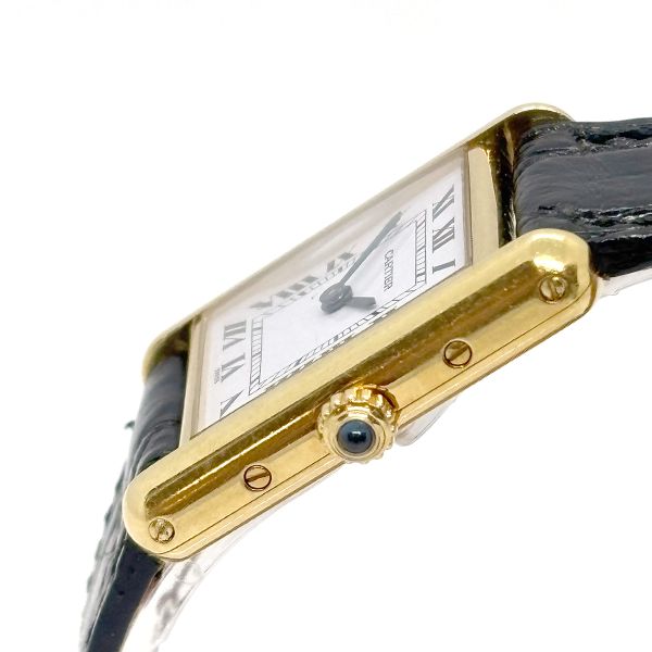 Cartier Luis Tank Armbanduhr 750er Gelbgold Quarz ca. 20 x 28 mm Box & Papiere (37405)