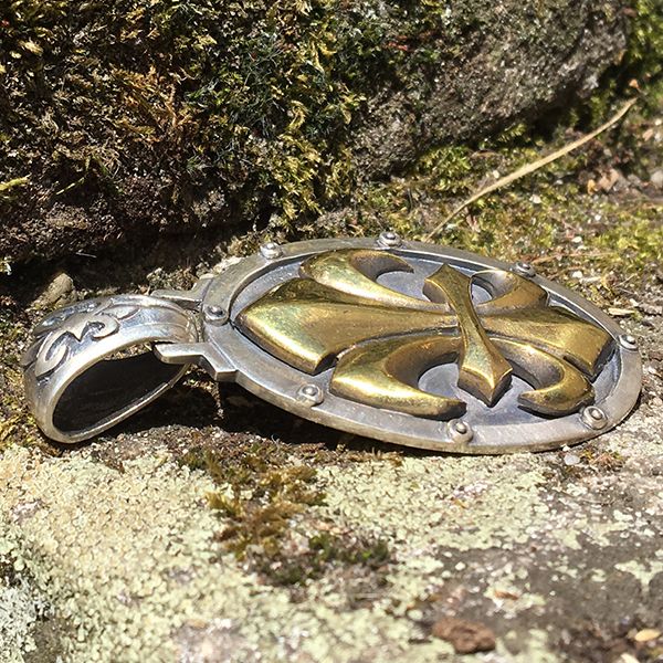 JJJ LA Anhänger "BIG LILY BRONCE GOLD" 925er Silber kombiniert mit Bronze