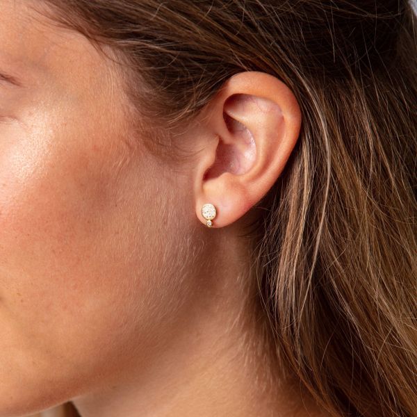 DUR Ohrstecker "Polarstern" 925er Silber vergoldet Strandsand 6 x 8 mm O5085 NEU