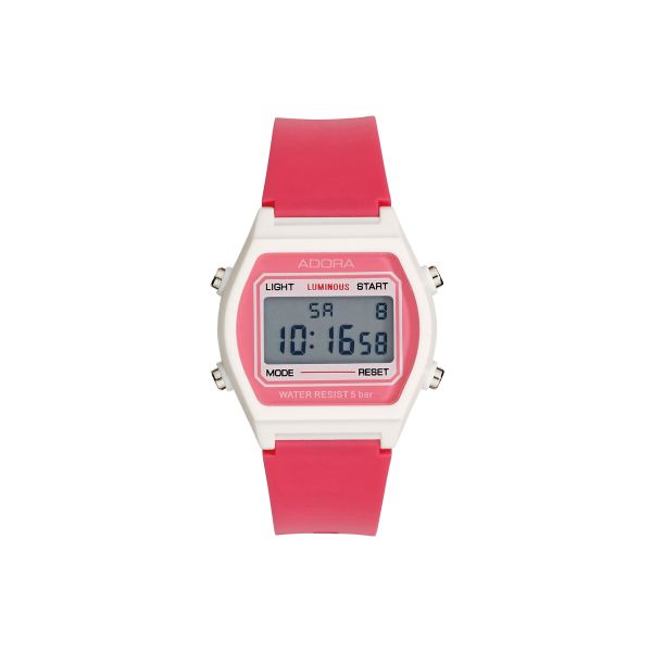 Adora LCD Kinderuhr Weiß/Pink AL3540 5 bar NEU