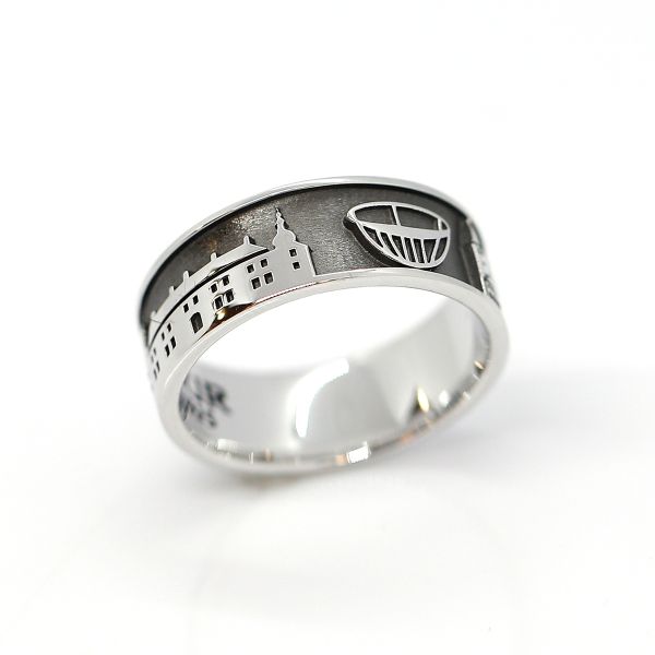 DUR Ring "Stadt Dorsten Ring sandlos" 925er Silber rhodiniert GR 52 R6092 NEU