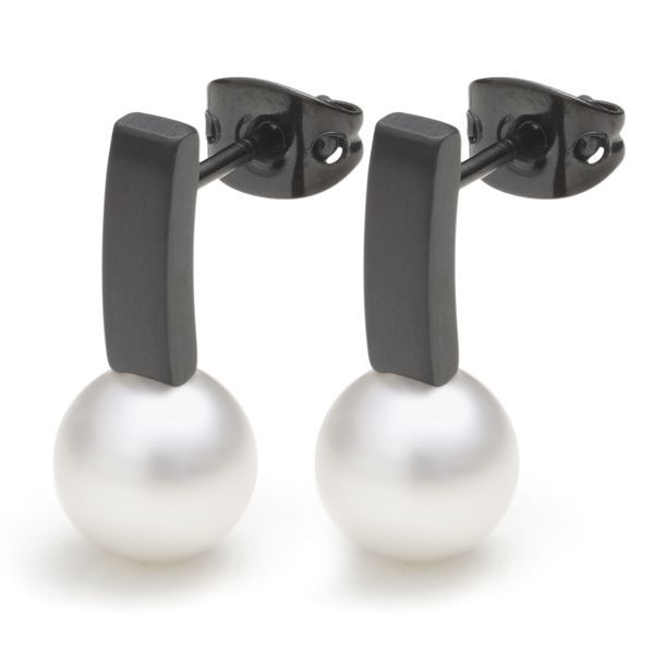 monomania Ohrstecker Perle "Pearl's Kiss" Edelstahl PVD schwarz NEU